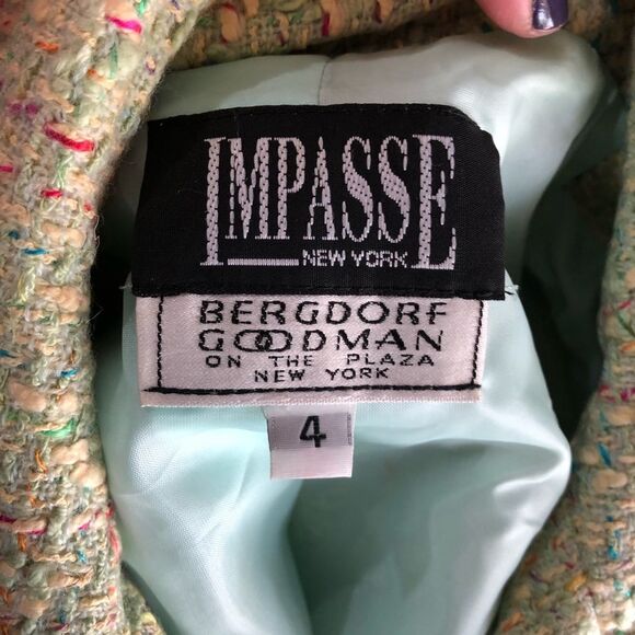 Bergdorf Goodman IMPASSE New York Double-Breasted Tweed Jacket Green - 4 - Picture 15 of 16